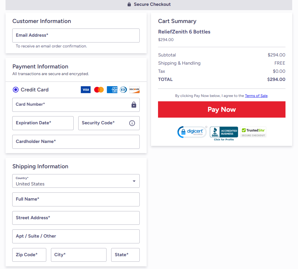 Relief Zenith official website